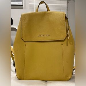 Used Michael Kors Hayes M Backpack Yellow Dusty Daisy